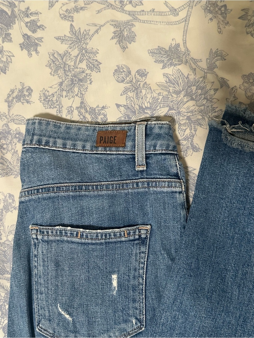 PAIGE High-Rise Medium Blue Women's Jeans with Subtle Distress
